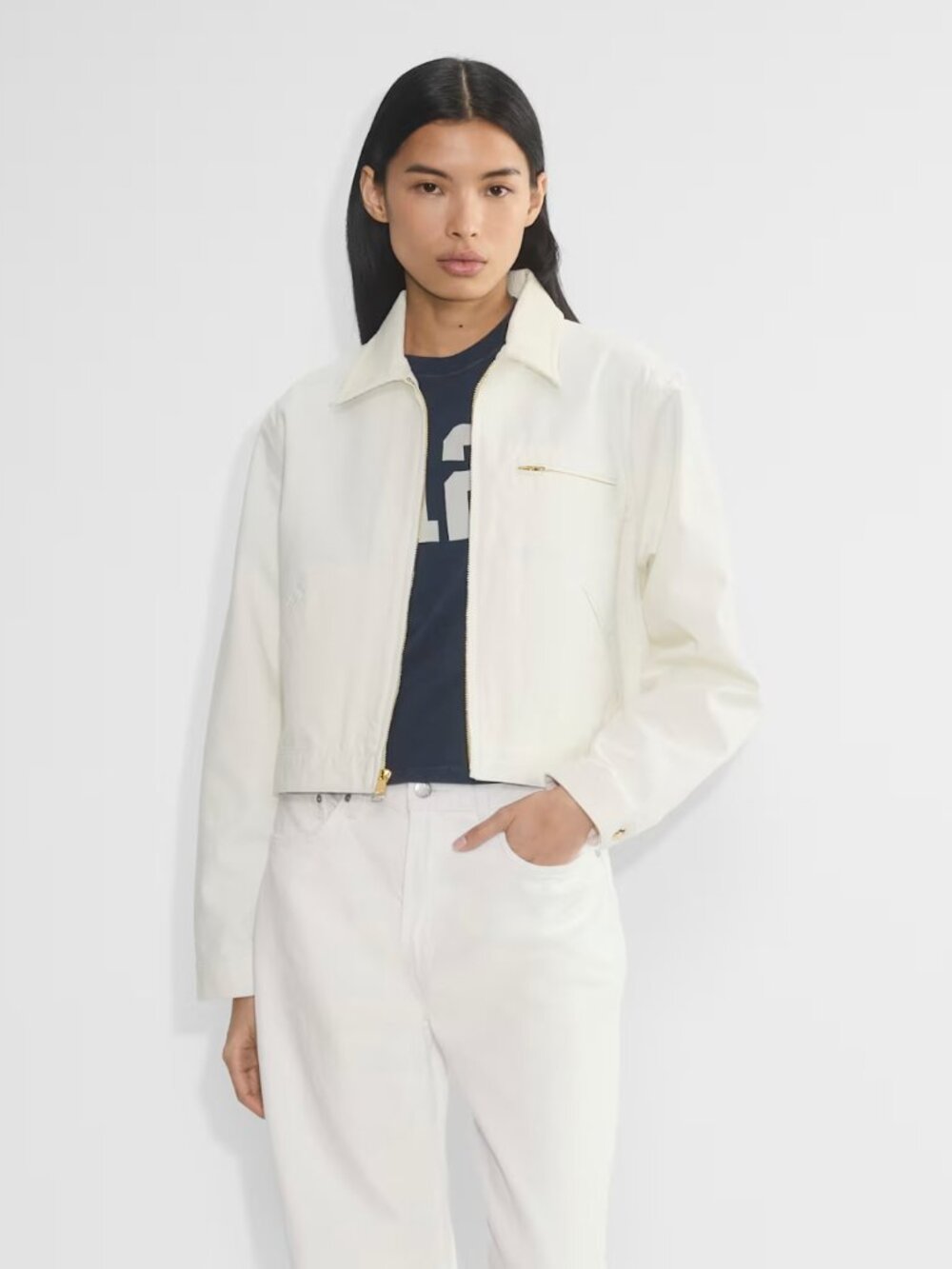 Aritzia Women's White and Cream Jacket Size Large